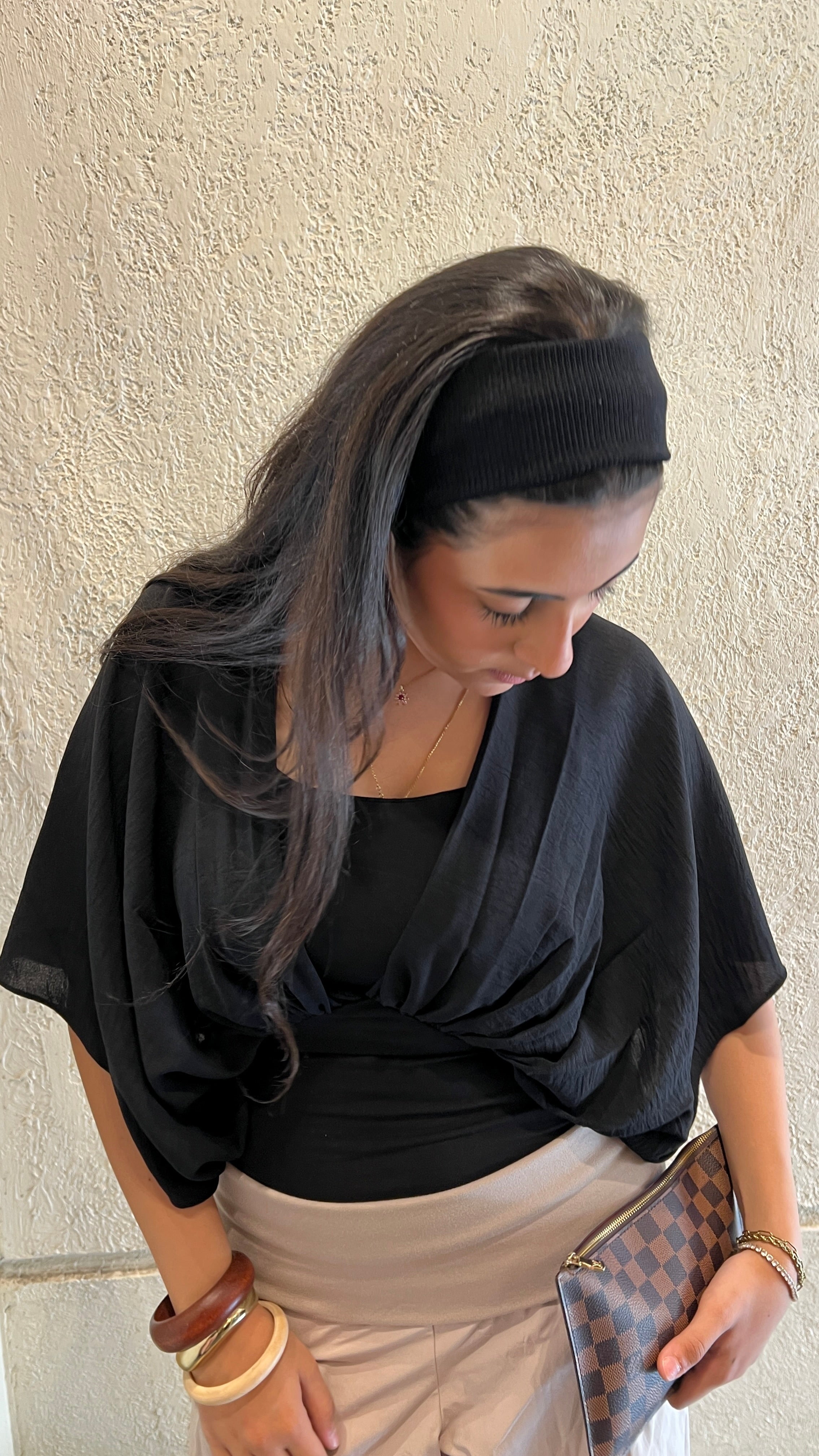 The drape top in black
