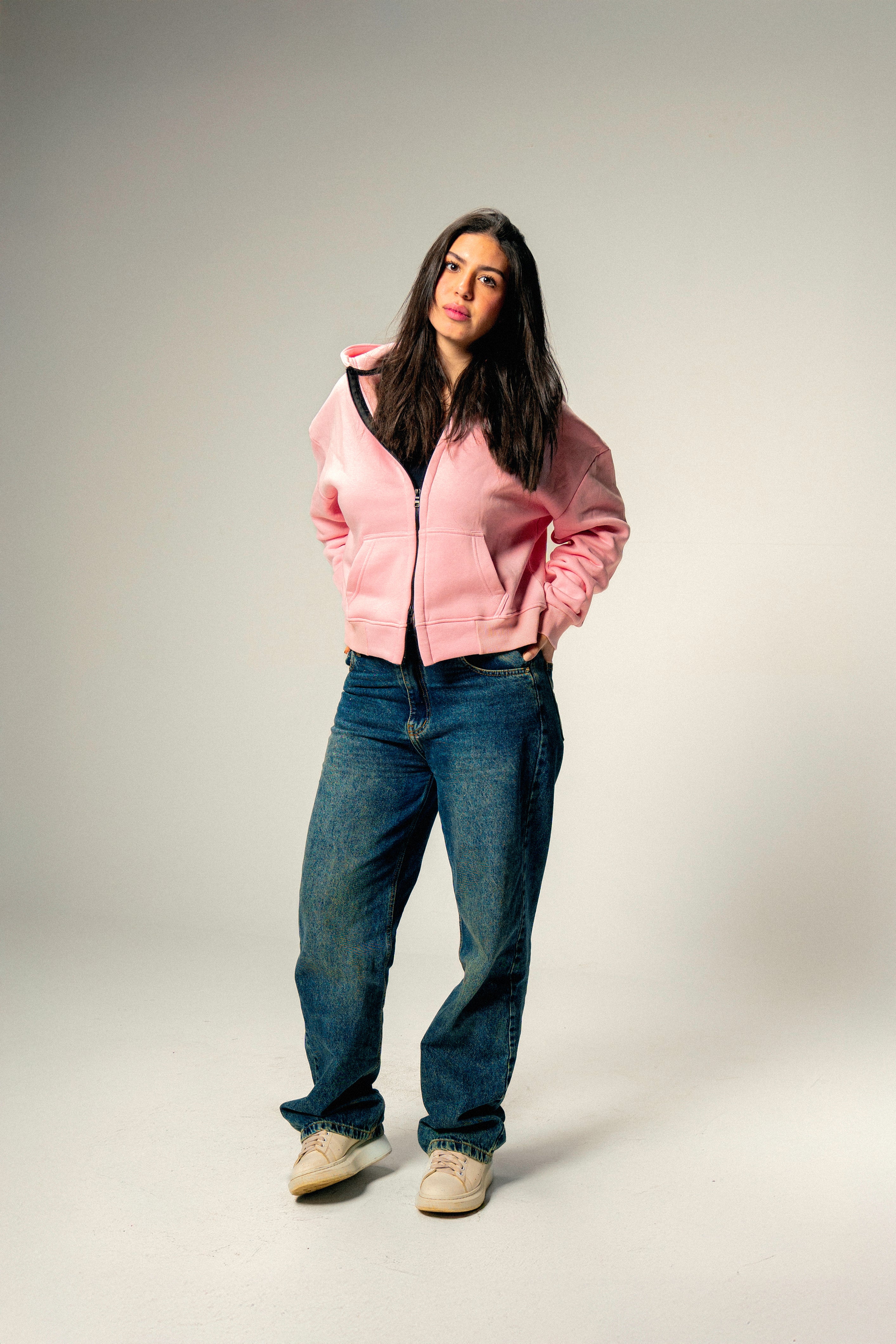 Double Zipper Jacket - Baby Pink